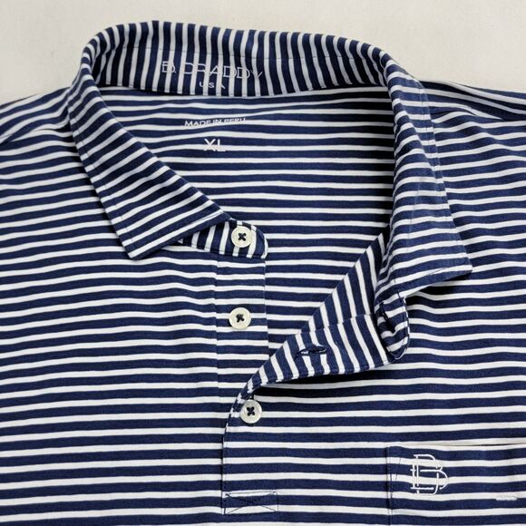 B Draddy Greg Polo 4-Way Stretch Pima Cotton Blend Sz XL Navy White Striped Mens - Picture 5 of 16